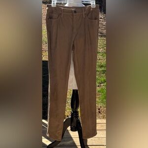 Chico's Straight Leg Faux Suede Taupe Gold Shimmer 5 Pocket Jeggings